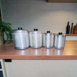 Set of 4 Vintage Century Spun Aluminum Kitchen Canisters Made In The USA